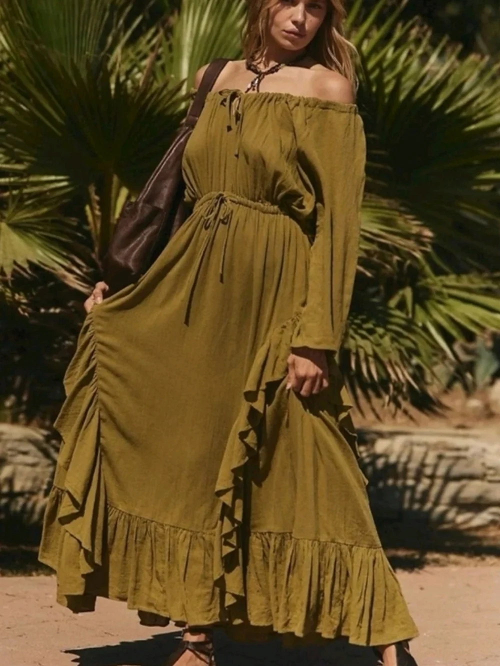 Free People Shore Chic Maxi Dress In Moss Green From Free -est Collection